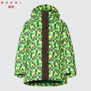Uniqlo X Marni Down Oversized Hooded Coat/Jacket | Green | Size XS